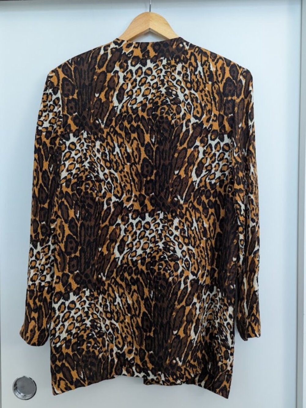 Silk 6 Leopard Jacket Animal Print 80s Crinkled Oversized Mob Wife Elegance - Picture 9 of 16